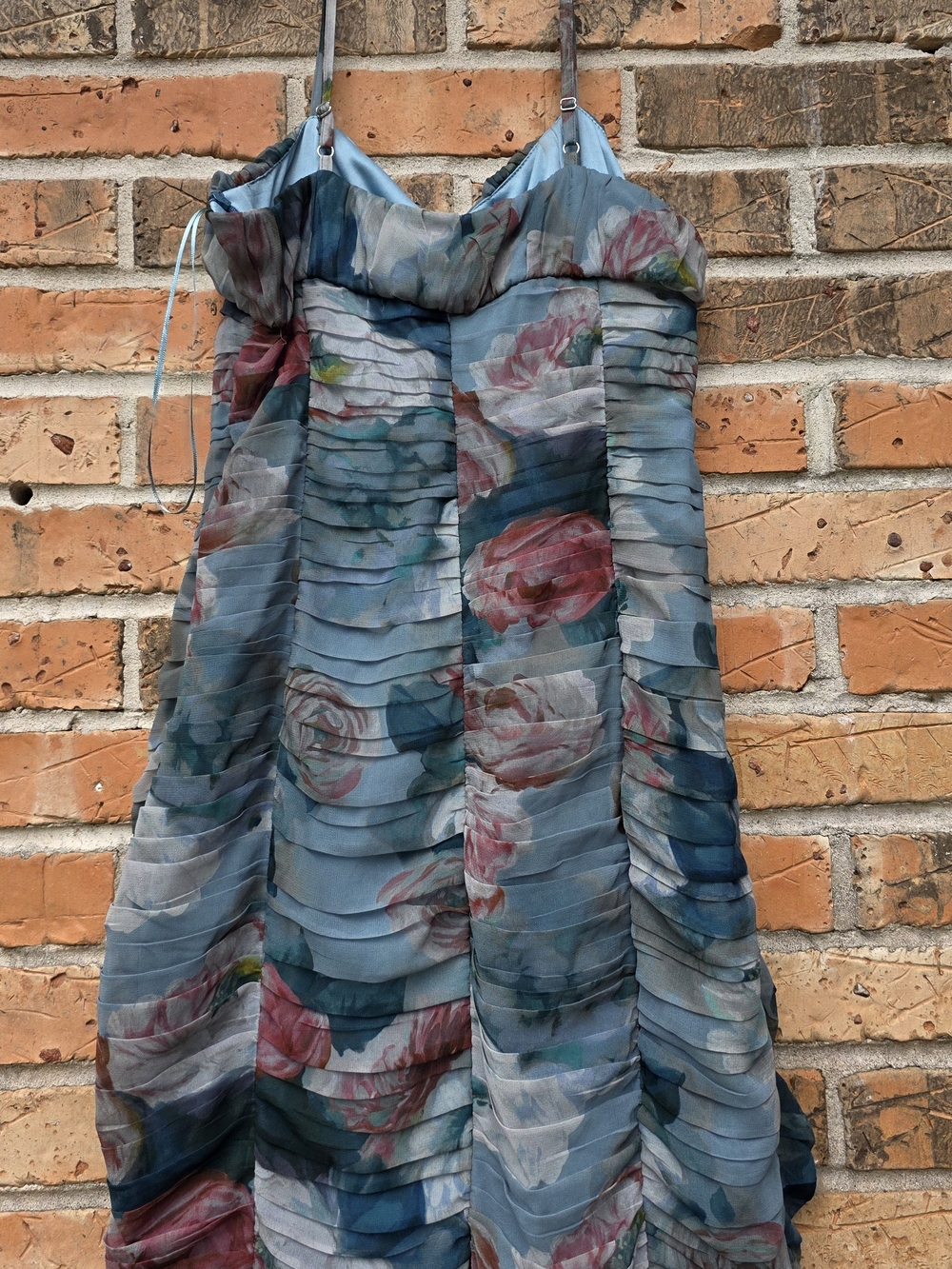 Zara Blue-Green Floral Ruched Midi Dress - Picture 9 of 16